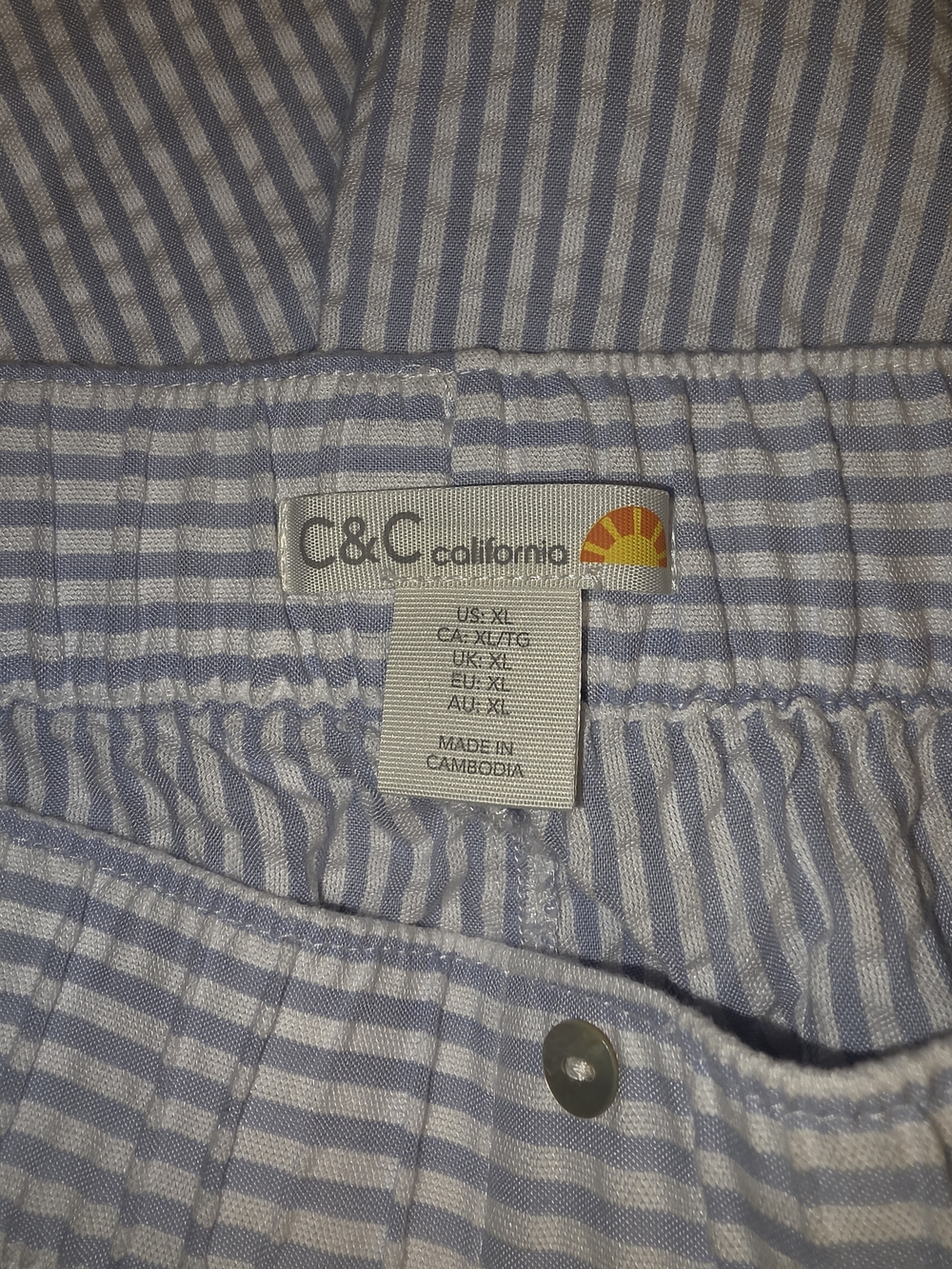 C&C California Blue and White Striped Pants - Picture 6 of 7